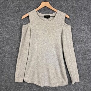 Charter Club Womens Cold Shoulder Sweater Size S 100%‎ Cashmere Light Gray